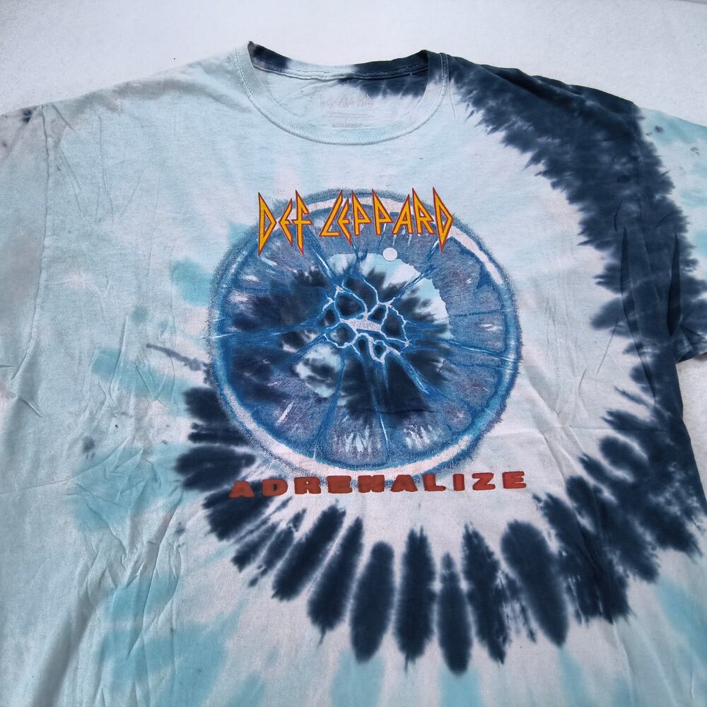 Def Leppard Adrenalize Band Crew Neck T Shirt Mens Size Large L Tie Dye Blue